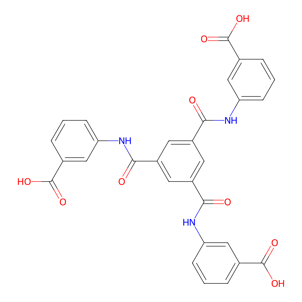 3,3',3''-((Benzene-1,3,5-tricarbonyl)tris(azanediyl))tribenzoic acid molecular structure, CAS 776242-89-8