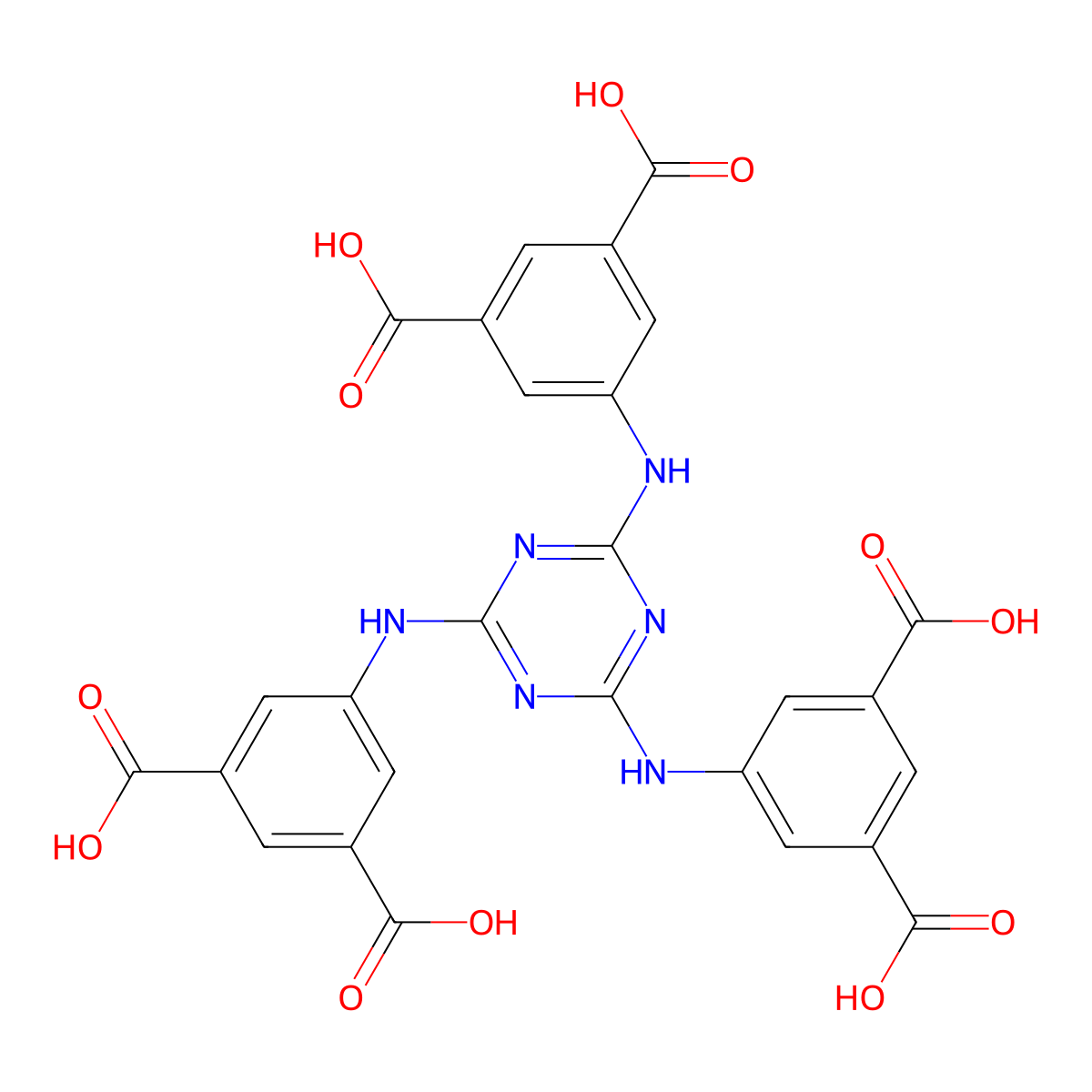 5,5',5''-((1,3,5-Triazine-2,4,6-triyl)tris(azanediyl))triisophthalic acid molecular structure, CAS 776242-98-9