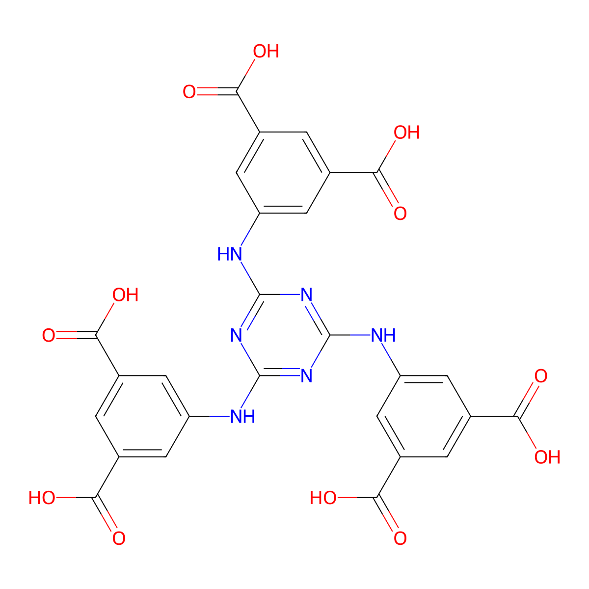 5,5',5''-((1,3,5-Triazine-2,4,6-triyl)tris(azanediyl))triisophthalic acid molecular structure, CAS 776242-98-9