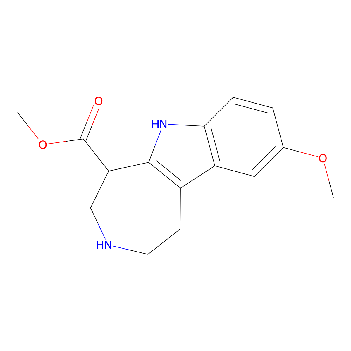 Methyl 1,2,3,4,5,6-hexahydro-9-methoxyazepino[4,5-b]indole-5-carboxylate molecular structure, CAS 77628-48-9