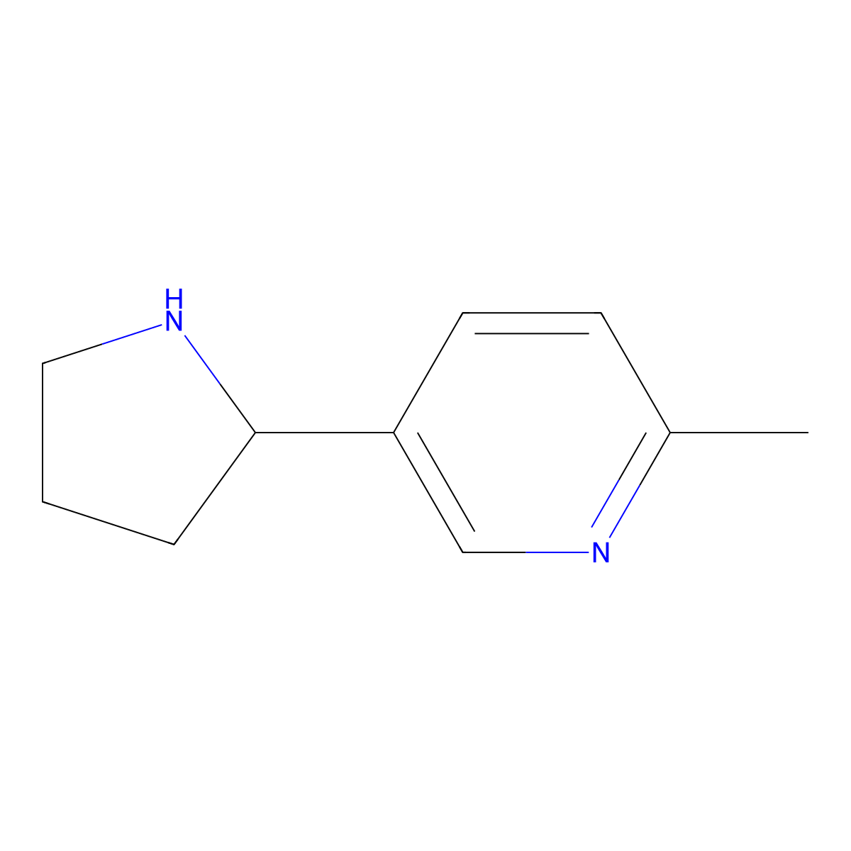 (S)-2-Methyl-5-(pyrrolidin-2-yl)pyridine molecular structure, CAS 77629-50-6