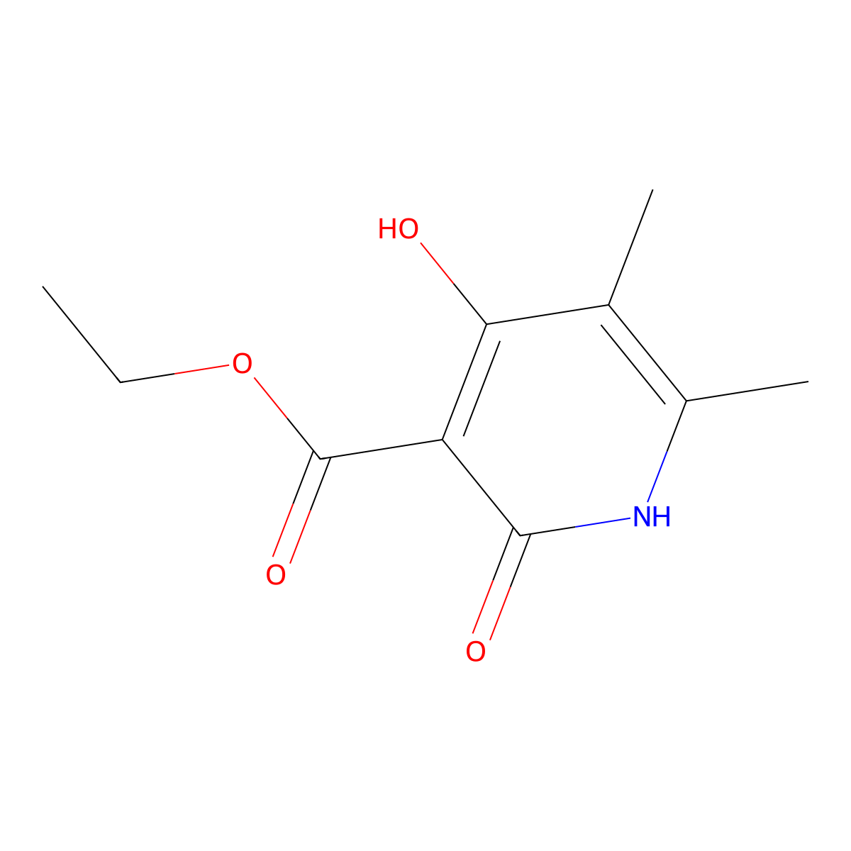 Ethyl 2,4-dihydroxy-5,6-dimethylnicotinate molecular structure, CAS 77629-51-7