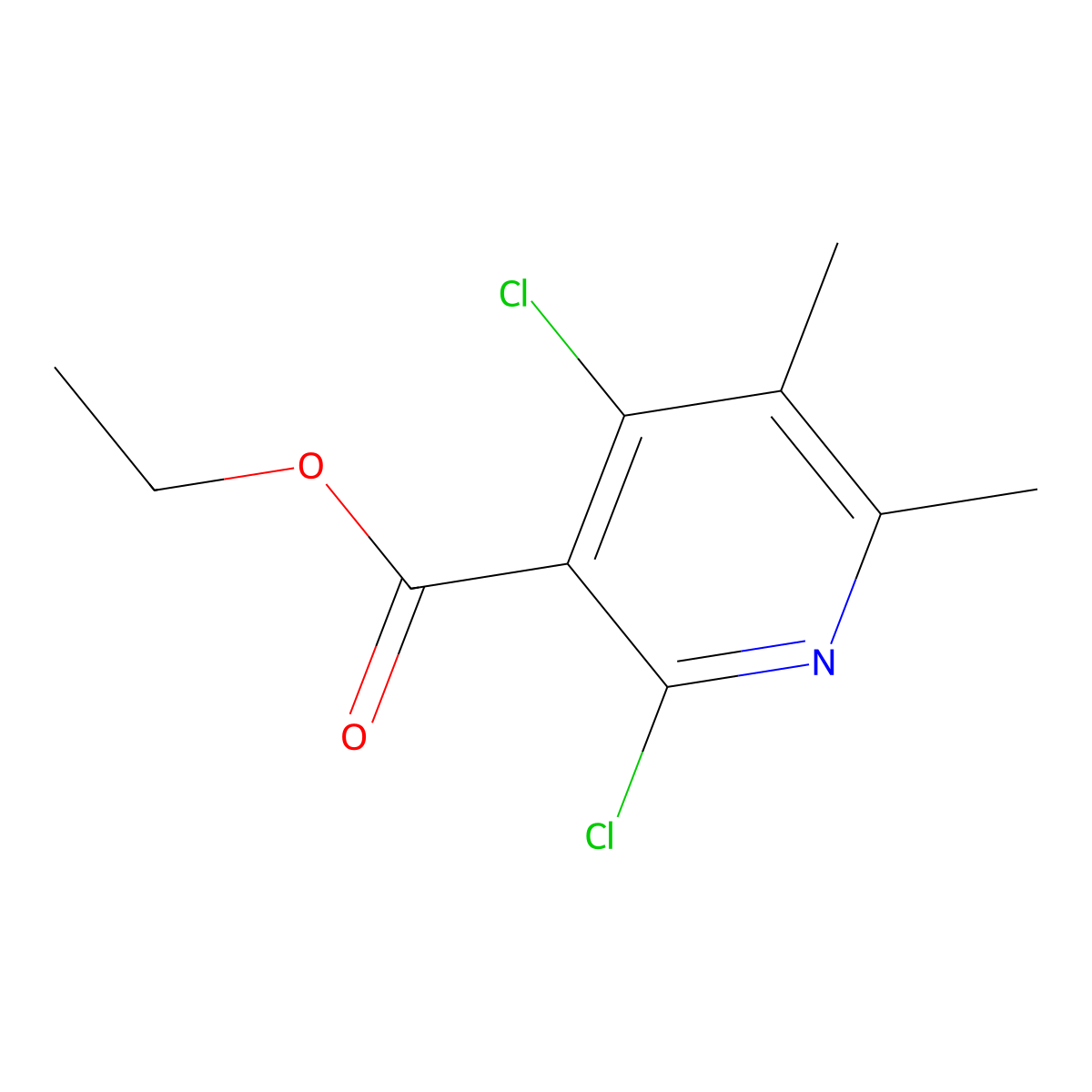 Ethyl 2,4-dichloro-5,6-dimethylnicotinate molecular structure, CAS 77629-52-8
