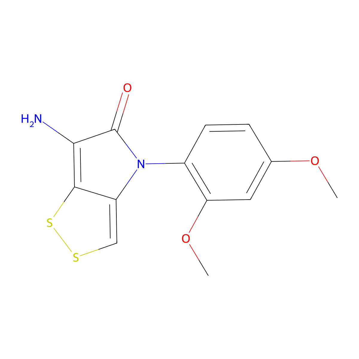 6-Amino-4-(2,4-dimethoxyphenyl)-[1,2]dithiolo[4,3-b]pyrrol-5(4H)-one molecular structure, CAS 776292-42-3