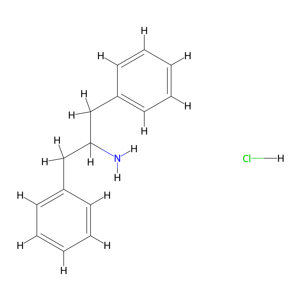 1,3-Diphenyl-2-aminopropane hydrochloride molecular structure, CAS 7763-96-4