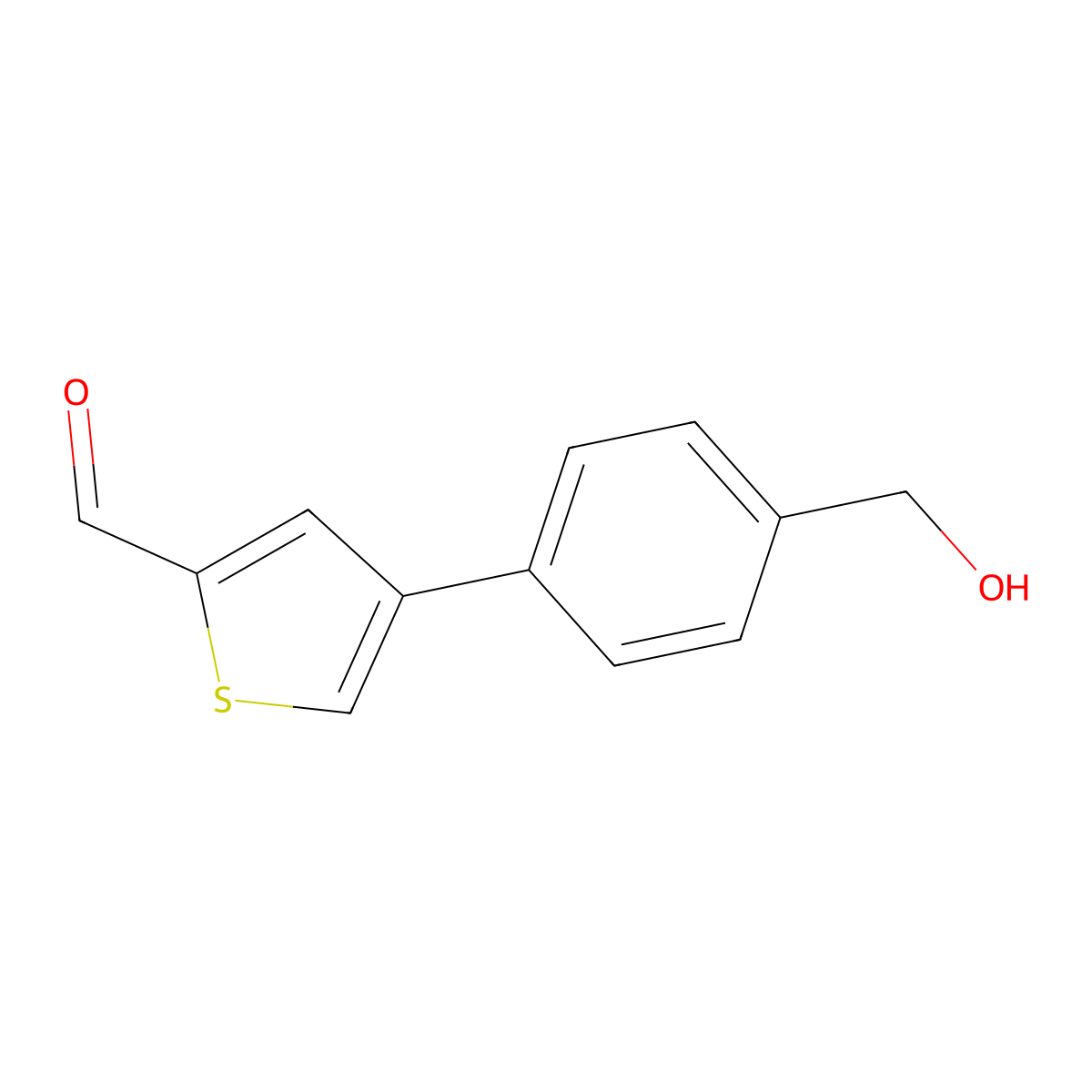 4-(4-Hydroxymethylphenyl)thiophene-2-carbaldehyde molecular structure, CAS 776312-24-4