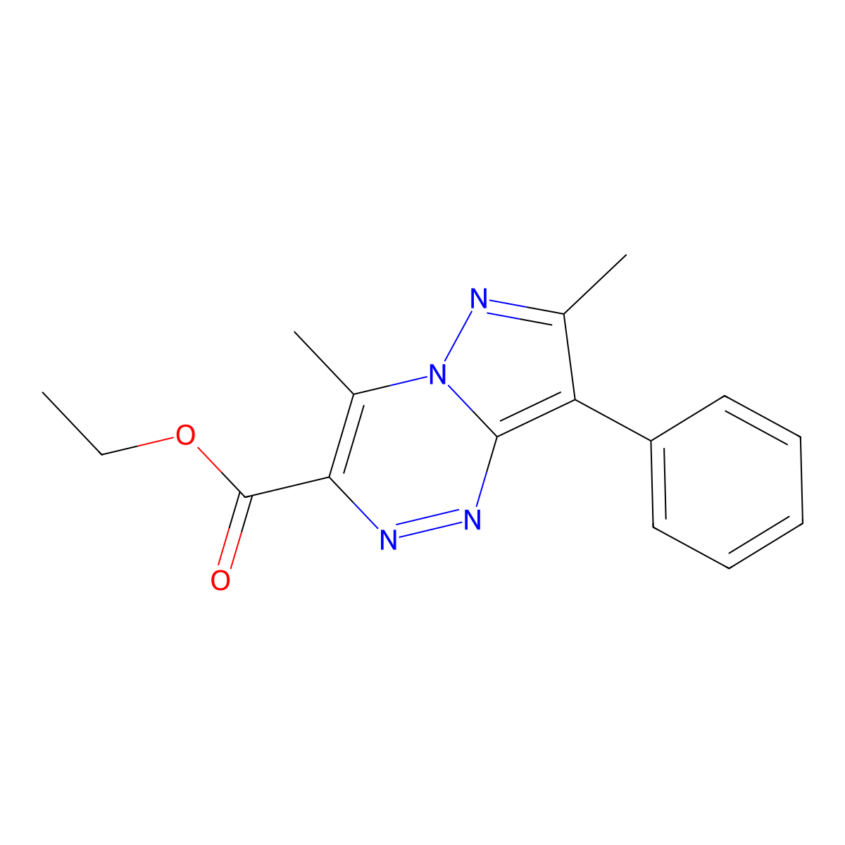 Ethyl 4,7-dimethyl-8-phenylpyrazolo[5,1-c][1,2,4]triazine-3-carboxylate molecular structure, CAS 77632-06-5