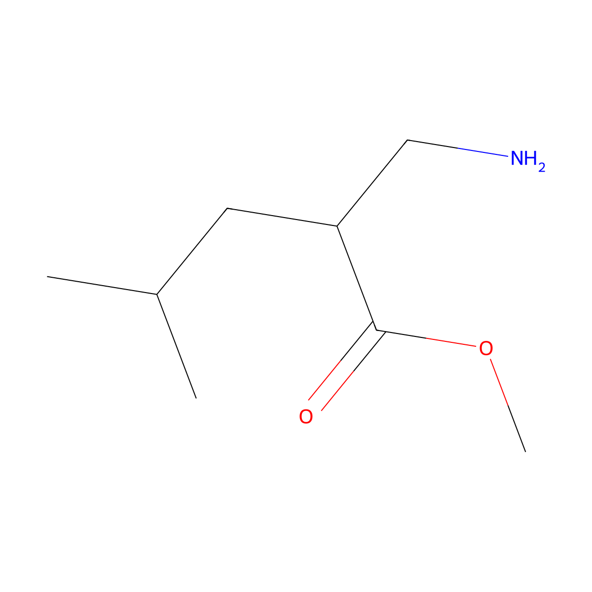 Methyl 2-(aminomethyl)-4-methylpentanoate molecular structure, CAS 776327-14-1