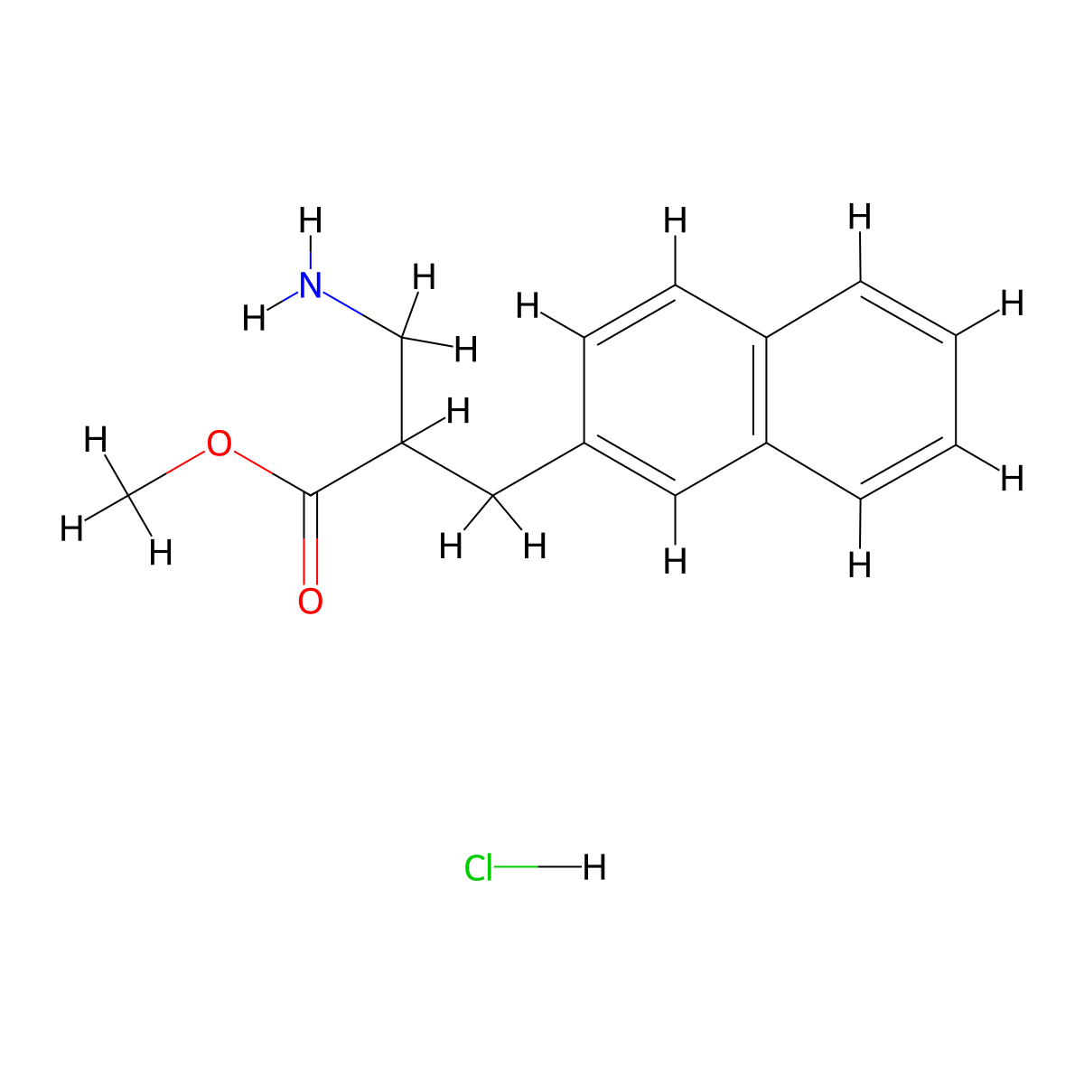 Methyl 3-amino-2-(naphthalen-2-ylmethyl)propanoate hydrochloride molecular structure, CAS 776327-61-8