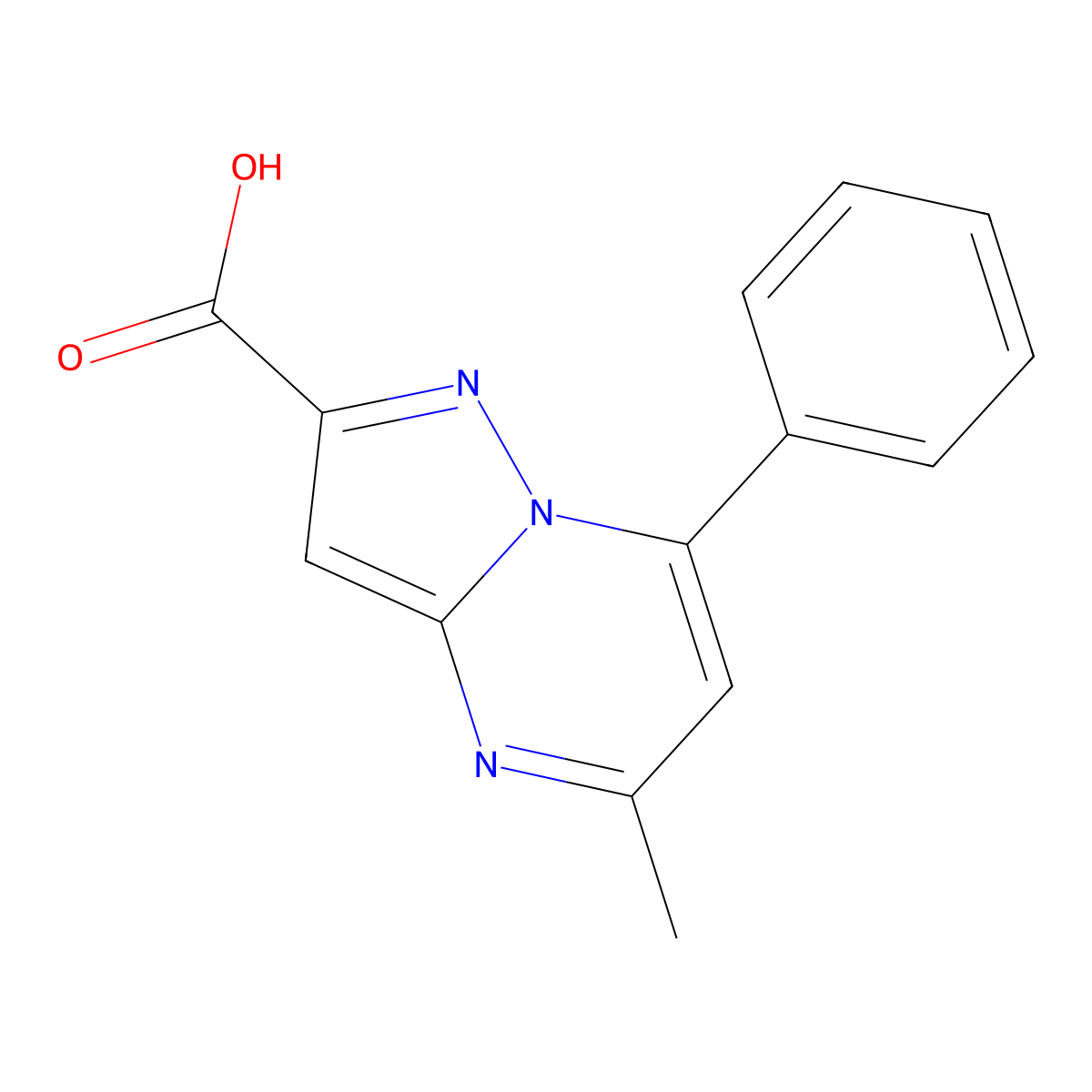 5-Methyl-7-phenylpyrazolo(1,5-a)pyrimidine-2-carboxylic acid molecular structure, CAS 776332-46-8
