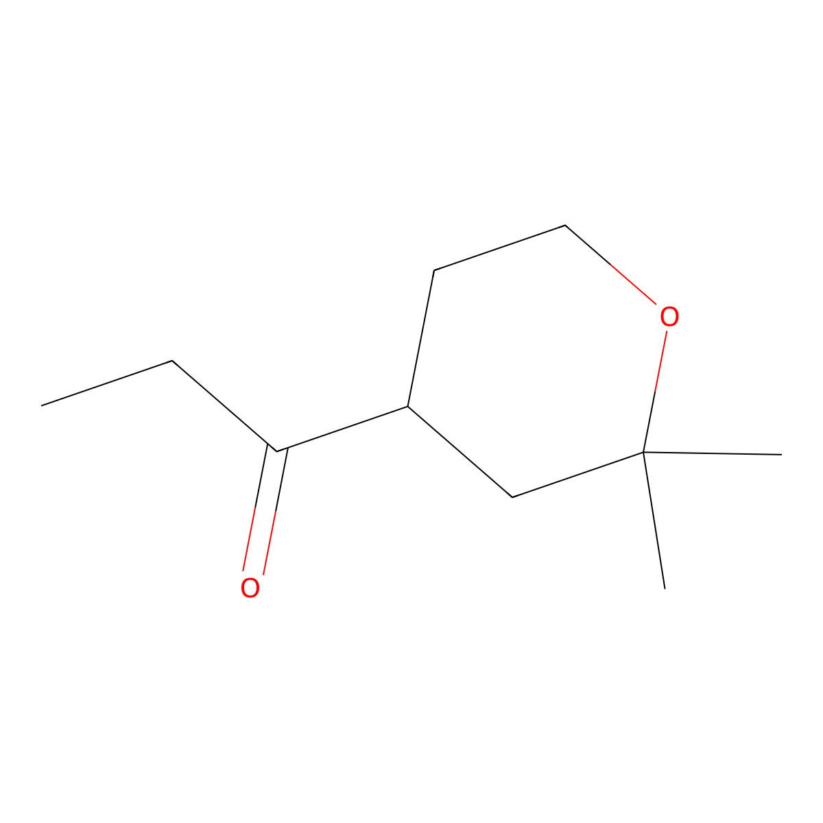 1-(2,2-dimethyltetrahydro-2H-pyran-4-yl)propan-1-one molecular structure, CAS 77642-82-1