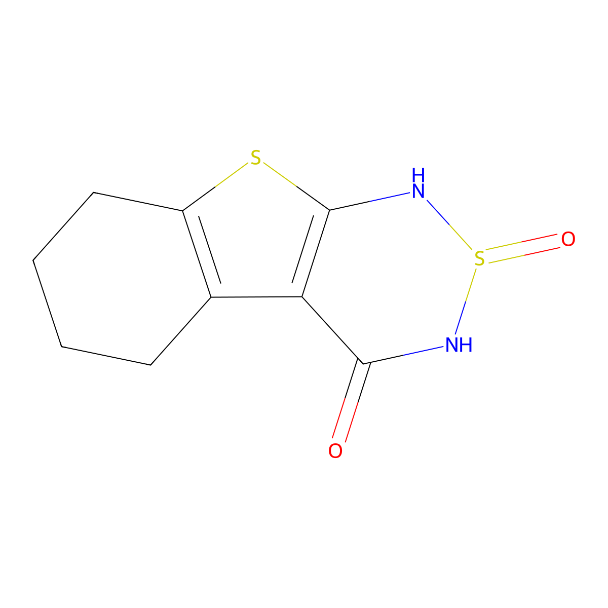 5,6,7,8-Tetrahydro-1H-[1]benzothieno[2,3-c][1,2,6]thiadiazin-4(3H)-one-2-oxide molecular structure, CAS 77651-49-1