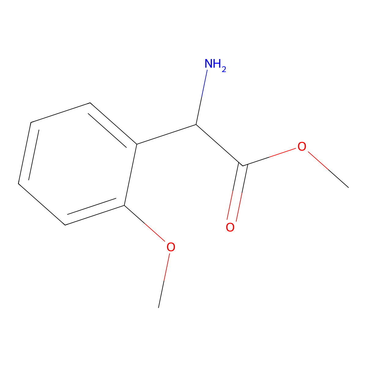 Methyl 2-amino-2-(2-methoxyphenyl)acetate molecular structure, CAS 77651-55-9