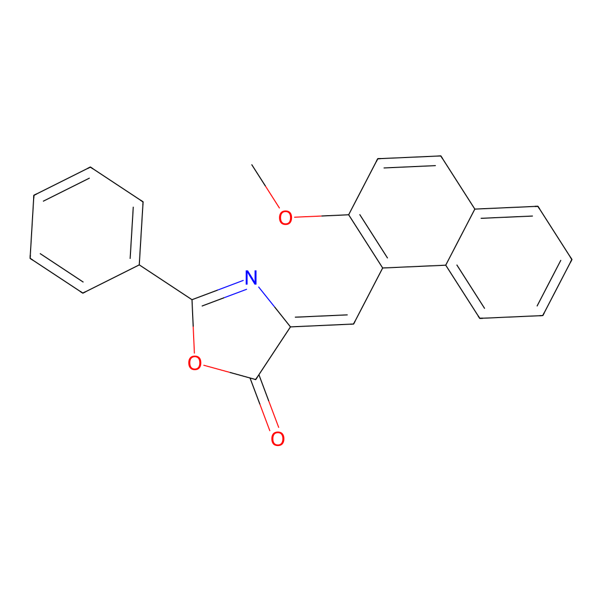 5(4H)-Oxazolone, 4-[(2-methoxy-1-naphthalenyl)methylene]-2-phenyl- molecular structure, CAS 77655-22-2