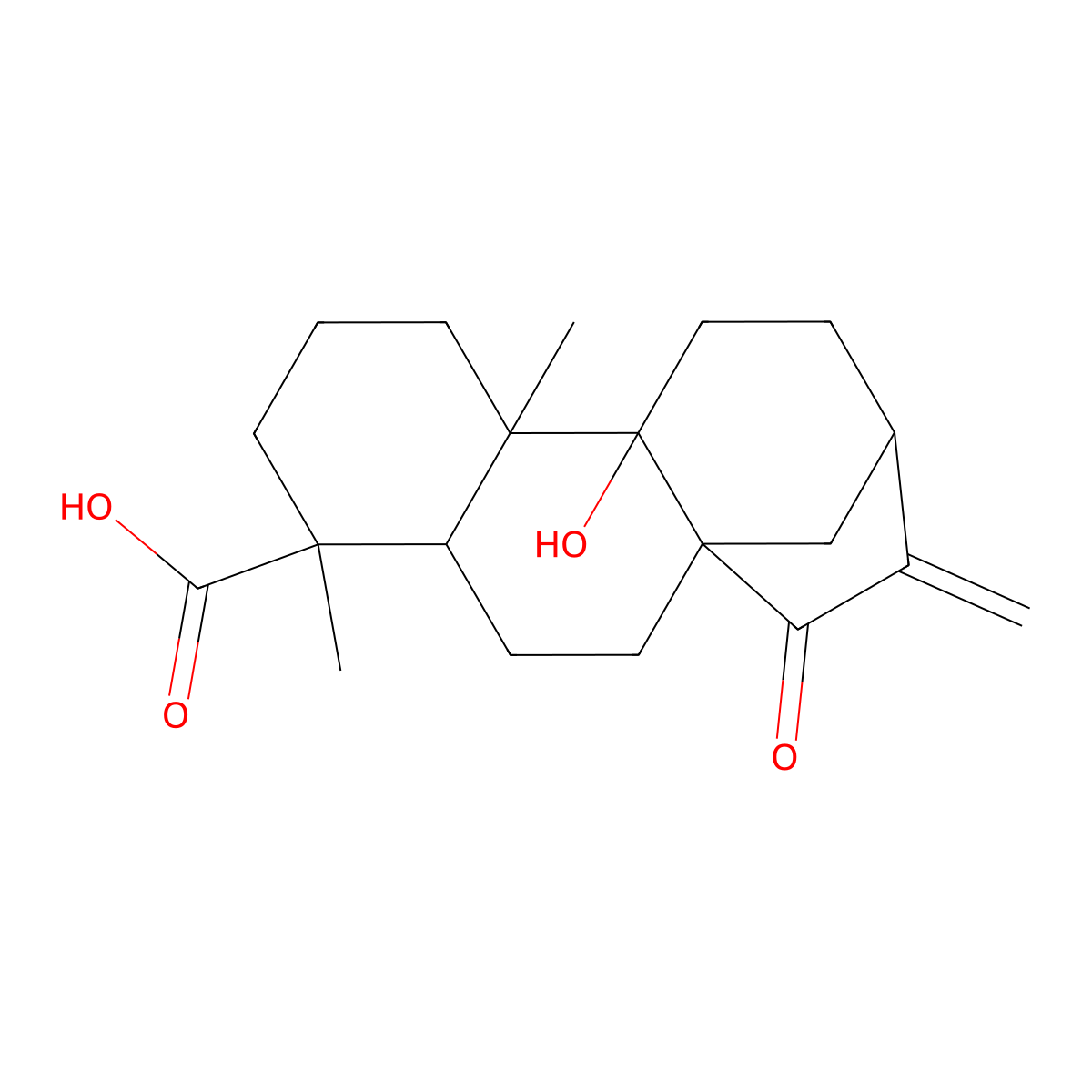 ent-9-Hydroxy-15-oxo-16-kauren-19-oic acid molecular structure, CAS 77658-39-0