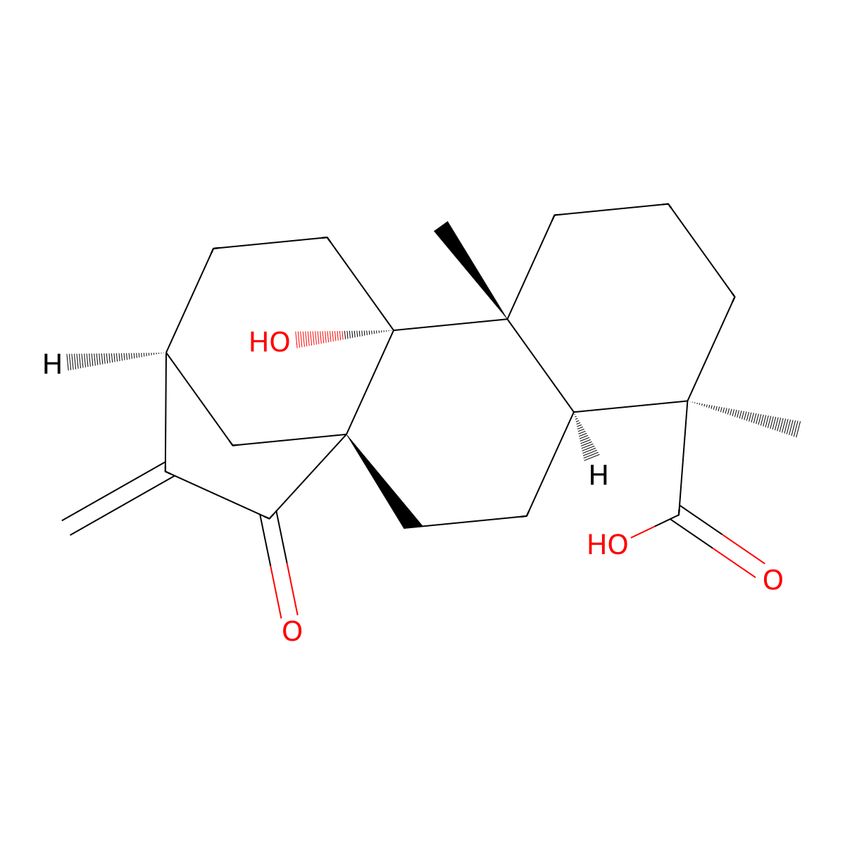 ent-9-Hydroxy-15-oxo-16-kauren-19-oic acid molecular structure, CAS 77658-39-0