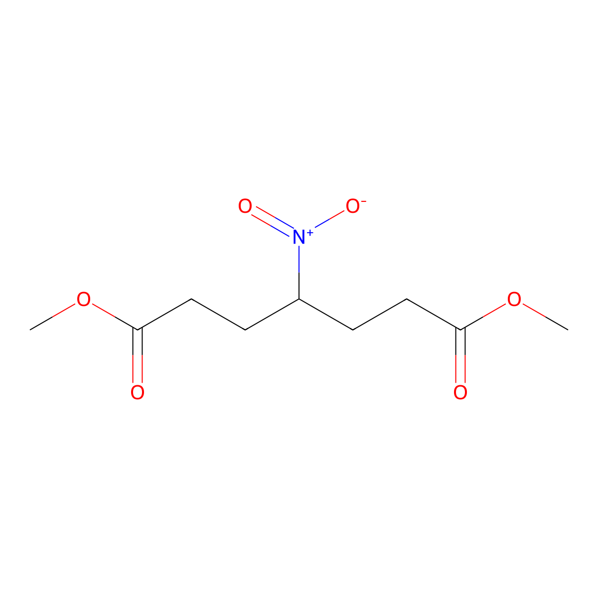 Dimethyl 4-nitroheptanedioate molecular structure, CAS 7766-83-8