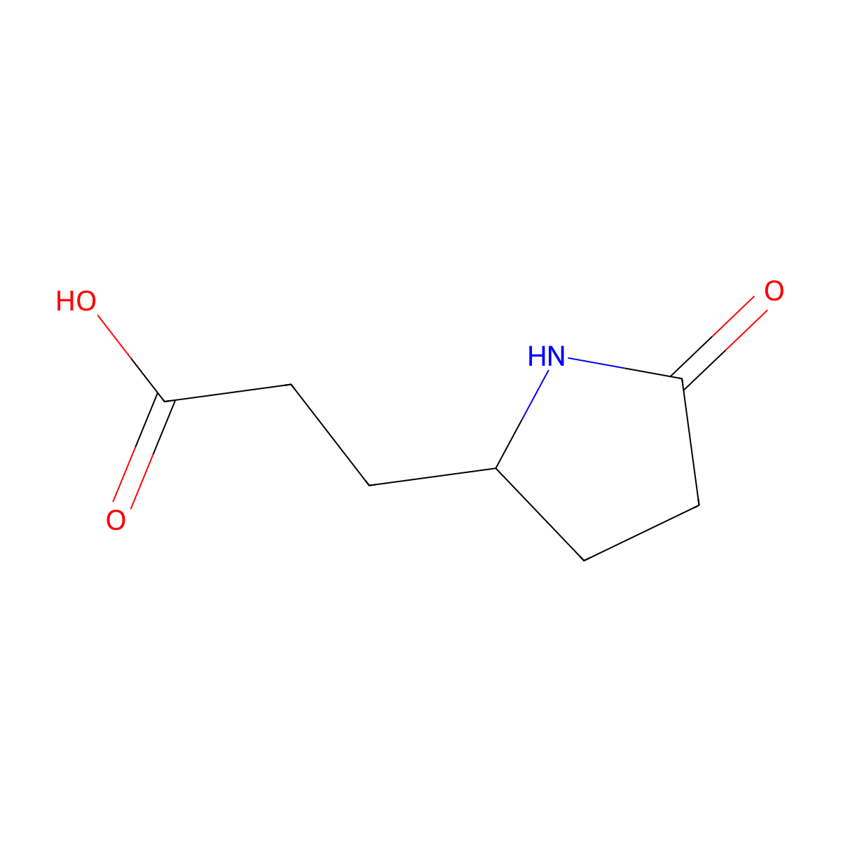 3-(5-Oxopyrrolidin-2-yl)propanoic acid molecular structure, CAS 7766-86-1