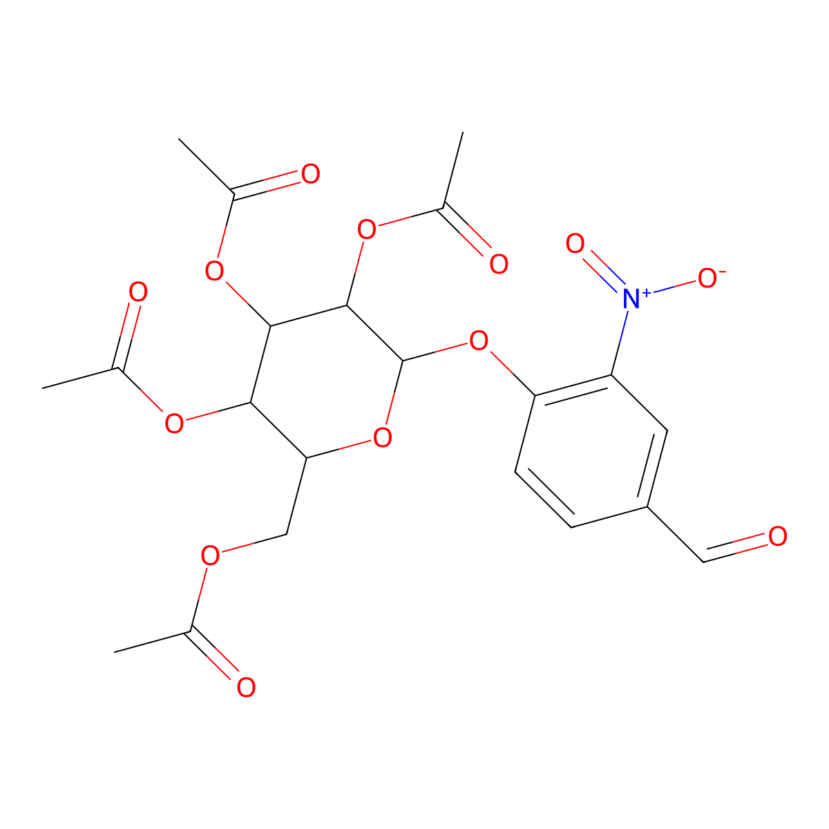 3-Nitro-4-[(2,3,4,6-tetra-O-acetyl-beta-D-galactopyranosyl)oxy]benzaldehyde molecular structure, CAS 77667-26-6
