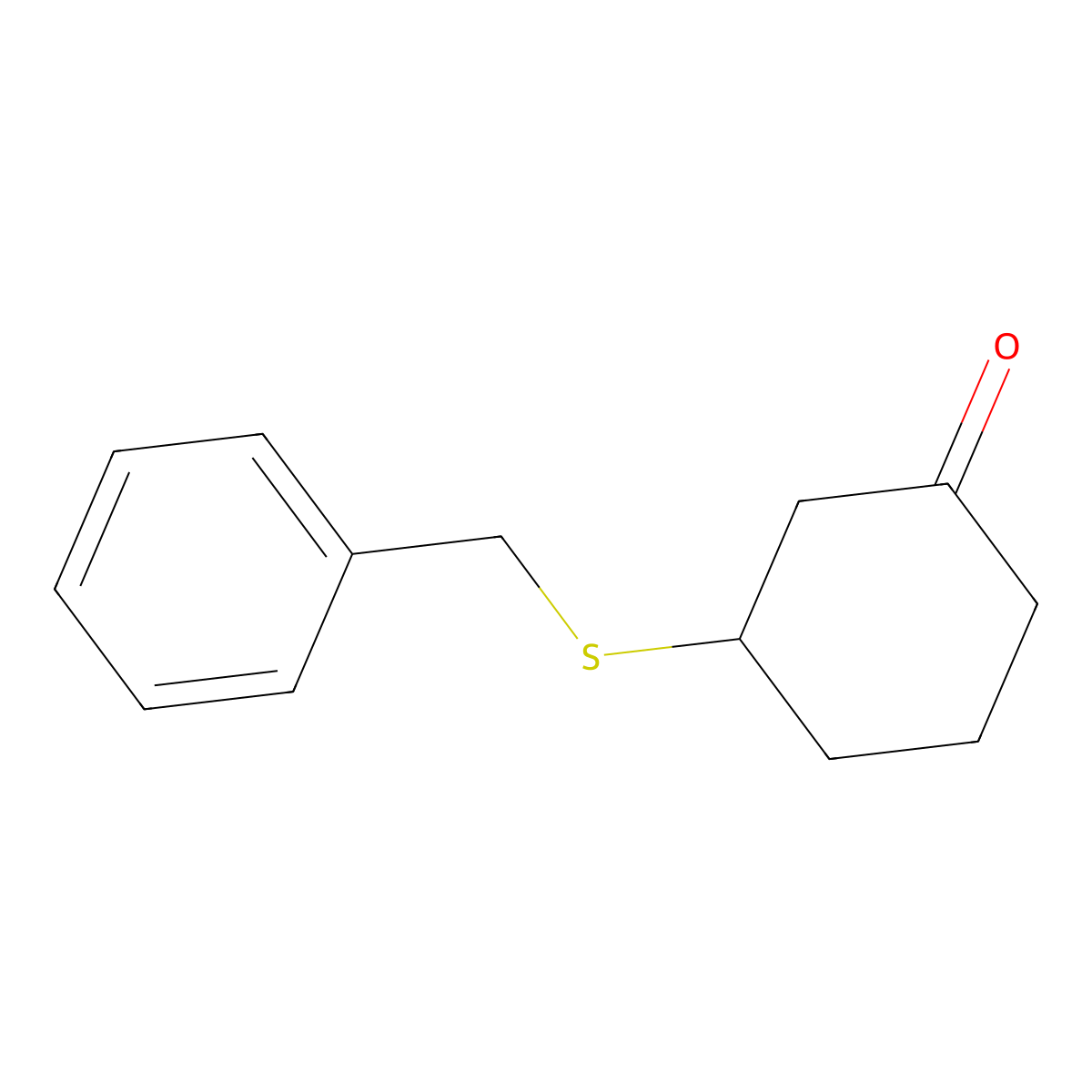Cyclohexanone, 3-[(phenylmethyl)thio]- molecular structure, CAS 77670-21-4