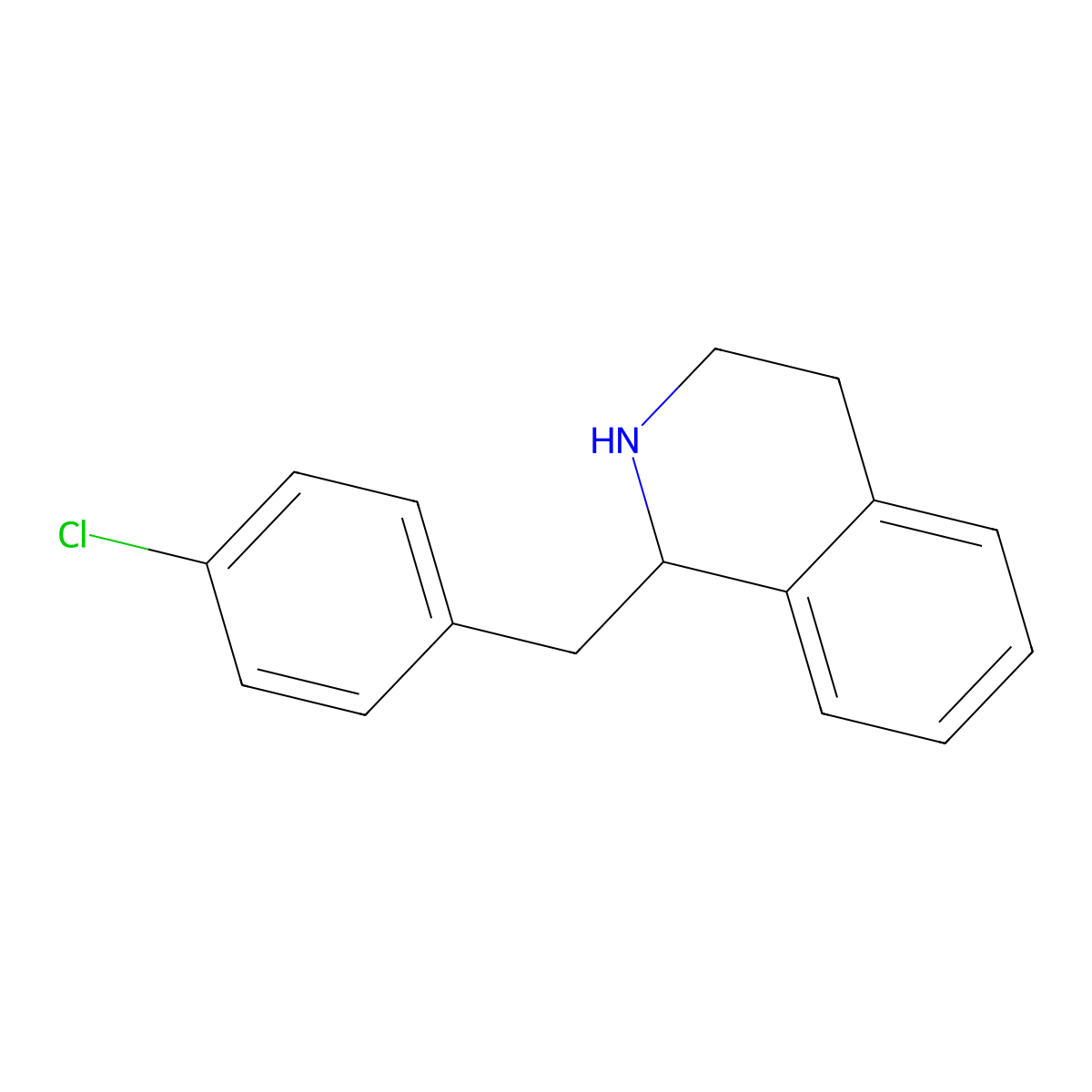 1-[(4-Chlorophenyl)methyl]-1,2,3,4-tetrahydroisoquinoline molecular structure, CAS 77671-12-6