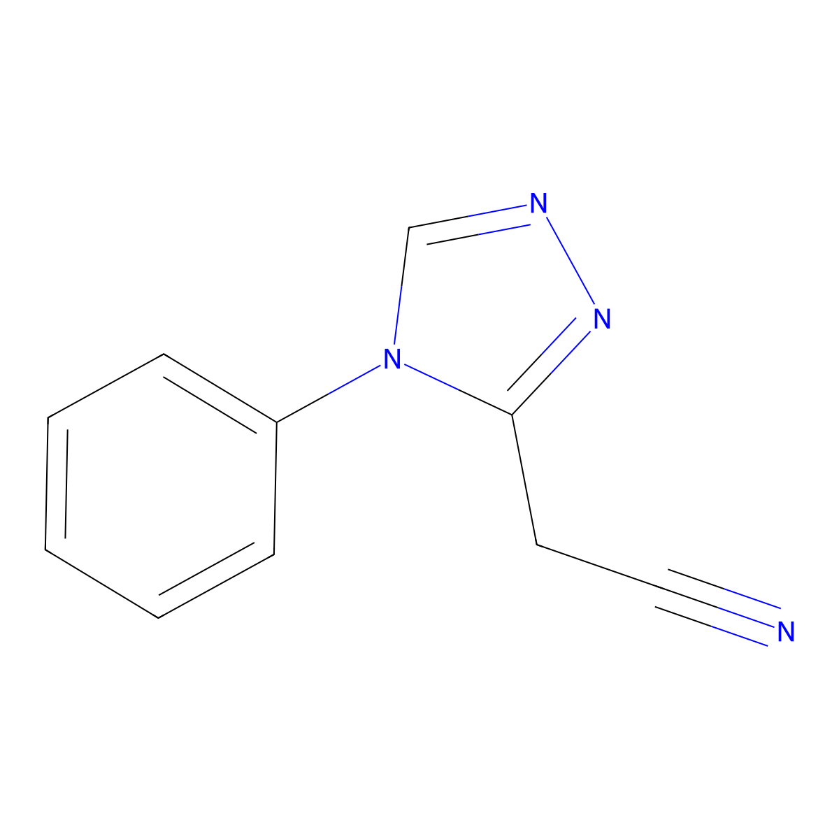 2-(4-phenyl-4H-1,2,4-triazol-3-yl)acetonitrile molecular structure, CAS 77691-67-9