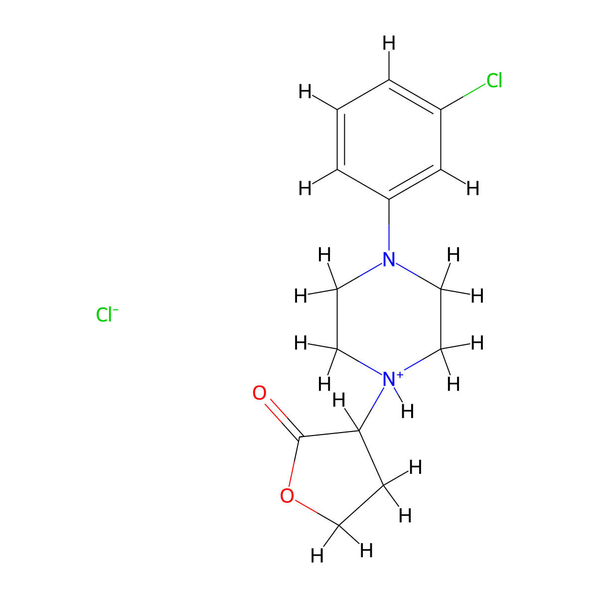 2(3H)-Furanone, dihydro-3-(4-(m-chlorophenyl)-1-piperazinyl)-, hydrochloride molecular structure, CAS 77694-18-9