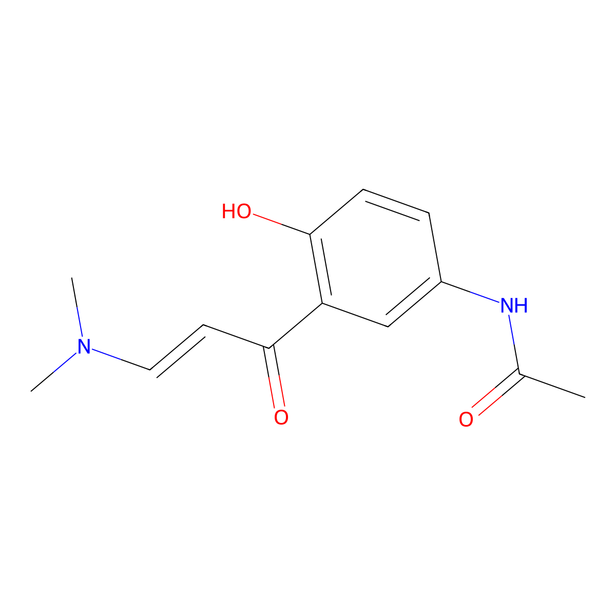 N-{3-[(2E)-3-(dimethylamino)prop-2-enoyl]-4-hydroxyphenyl}acetamide molecular structure, CAS 77695-59-1