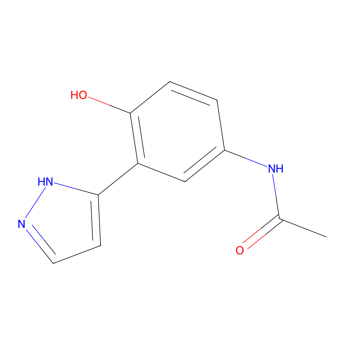 N-[4-hydroxy-3-(1H-pyrazol-3-yl)phenyl]acetamide molecular structure, CAS 77695-60-4