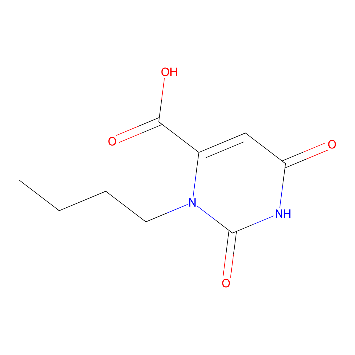 3-Butyl-2,6-dioxo-1,2,3,6-tetrahydropyrimidine-4-carboxylic acid molecular structure, CAS 77695-84-2