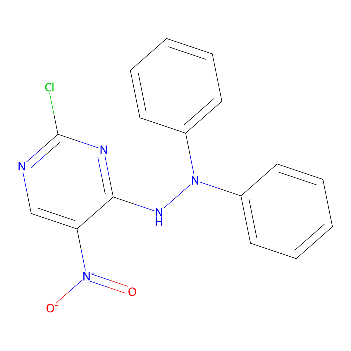 2-Chloro-4-(2,2-diphenylhydrazino)-5-nitropyrimidine molecular structure, CAS 77696-44-7
