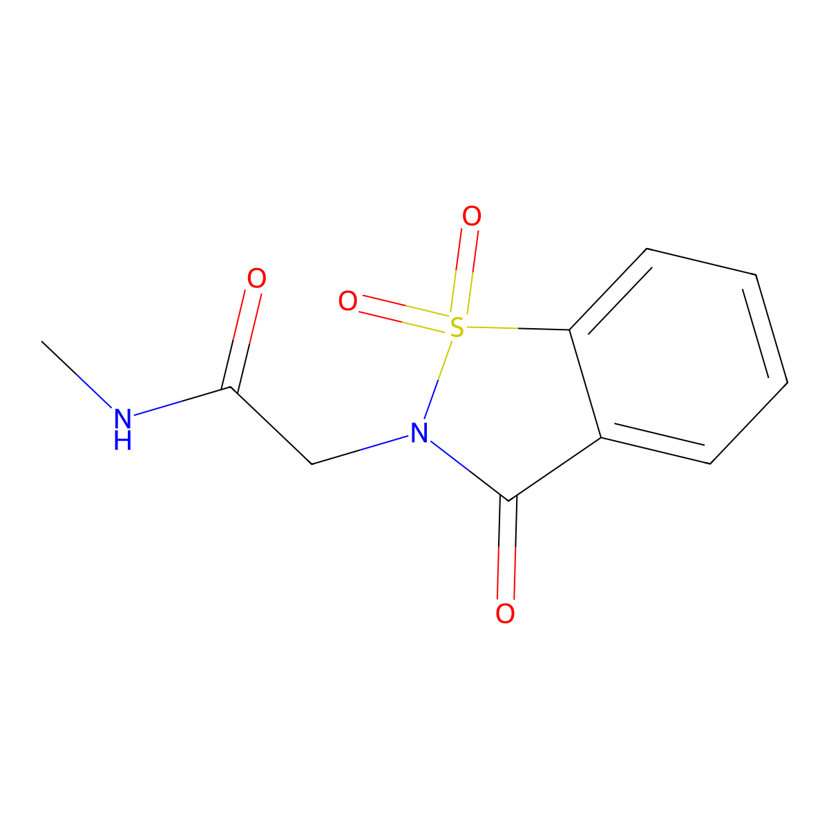 2-(1,1-dioxido-3-oxo-1,2-benzothiazol-2(3H)-yl)-N-methylacetamide molecular structure, CAS 77696-93-6