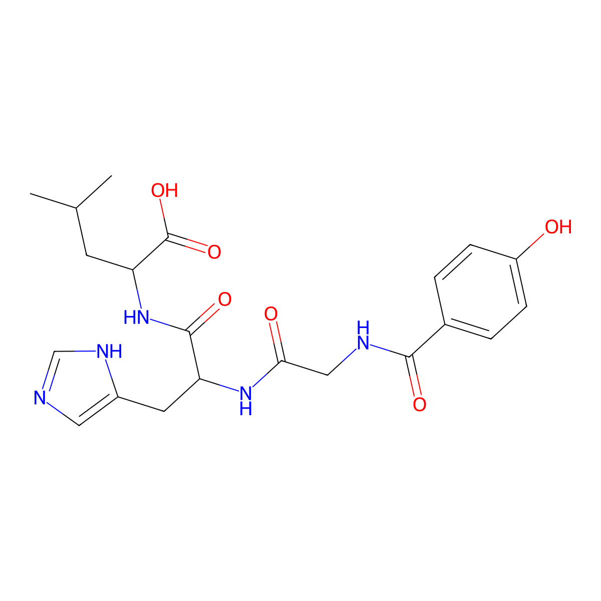 N-(4-Hydroxybenzoyl)glycyl-L-histidyl-L-leucine molecular structure, CAS 77697-23-5