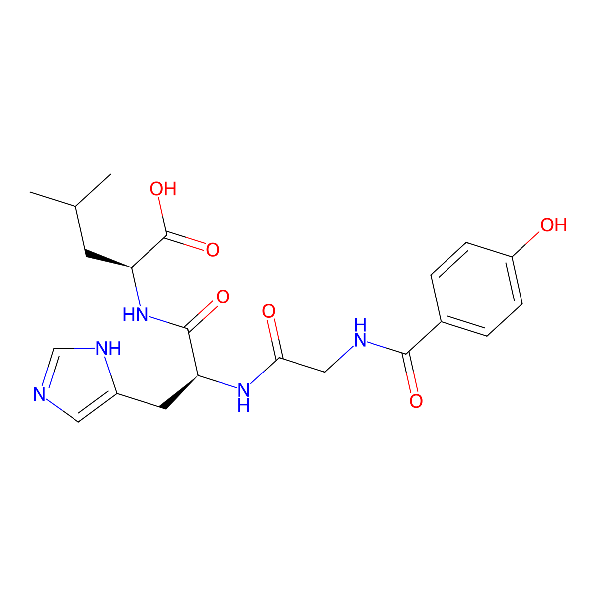 N-(4-Hydroxybenzoyl)glycyl-L-histidyl-L-leucine molecular structure, CAS 77697-23-5