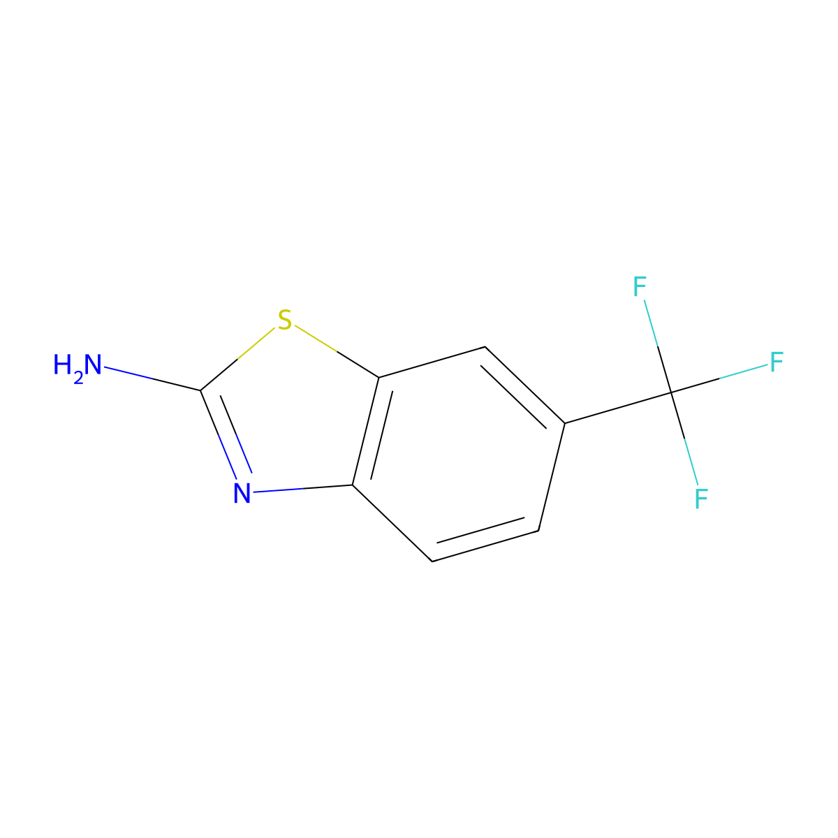 2-Amino-6-(trifluoromethyl)benzothiazole molecular structure, CAS 777-12-8