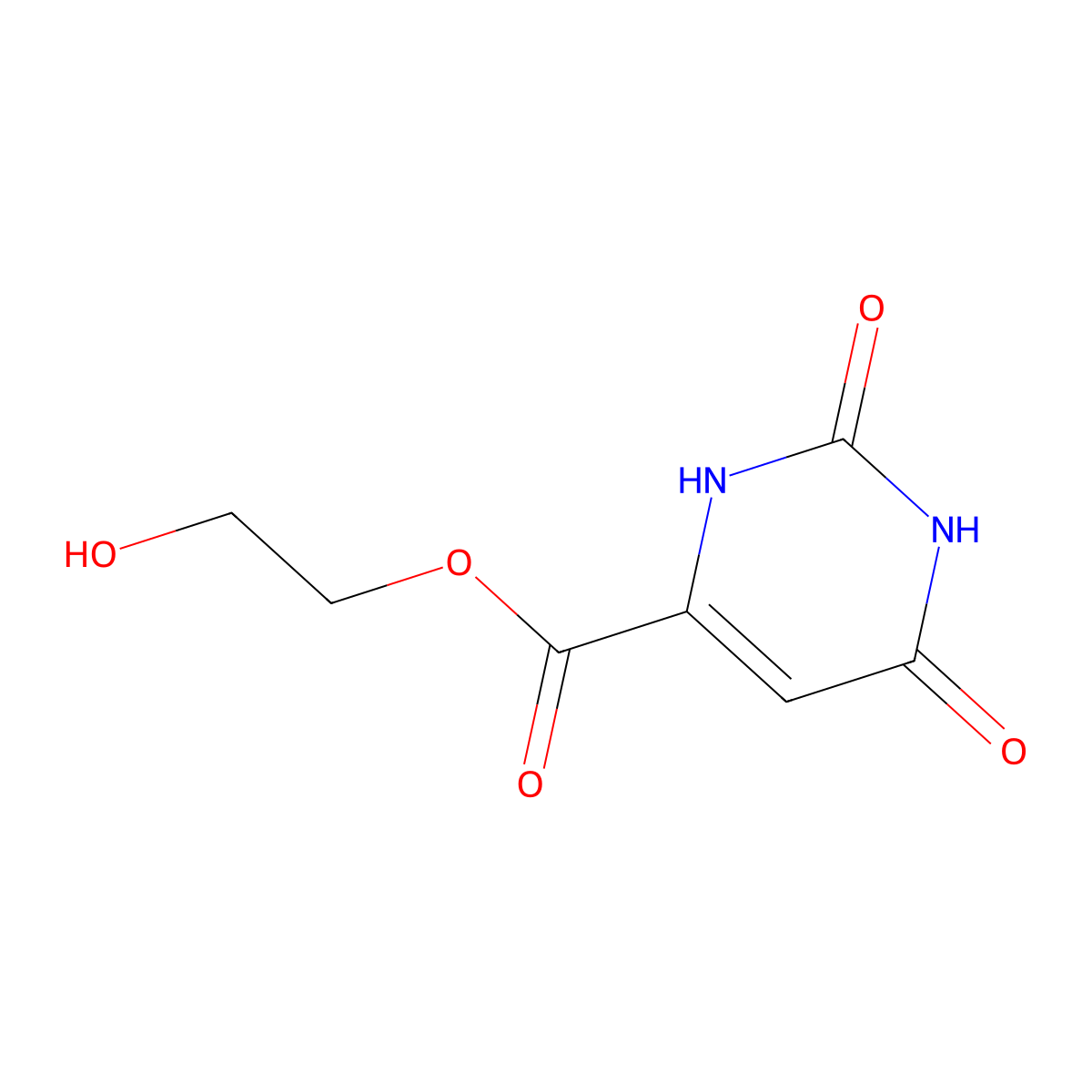 2-Hydroxyethyl 1,2,3,6-tetrahydro-2,6-dioxopyrimidine-4-carboxylate molecular structure, CAS 777-47-9