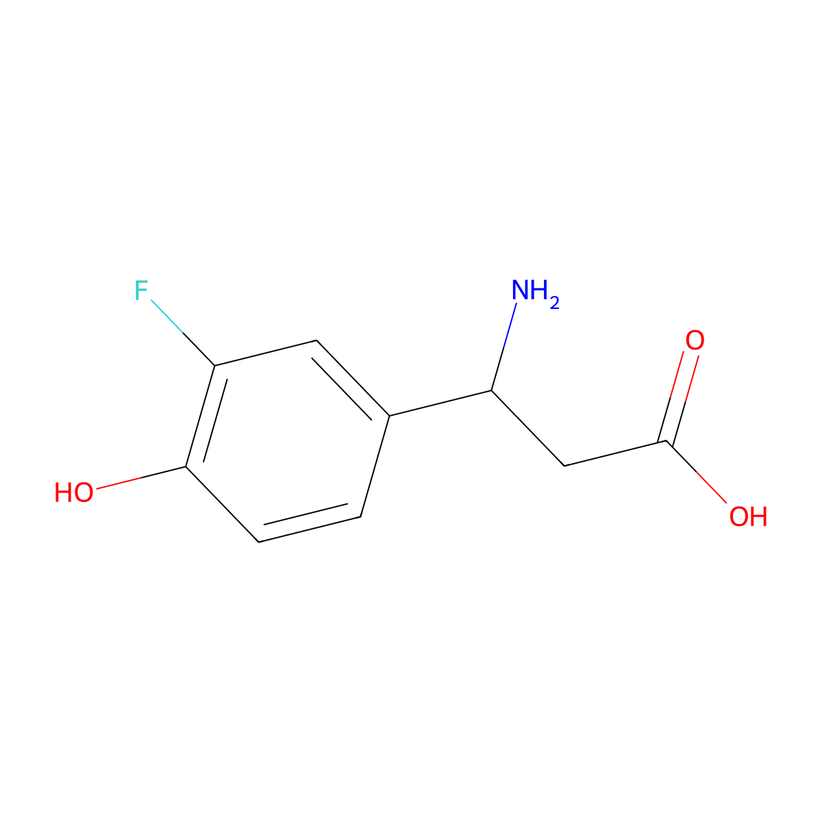 3-Amino-3-(3-fluoro-4-hydroxyphenyl)propanoic acid molecular structure, CAS 777-49-1
