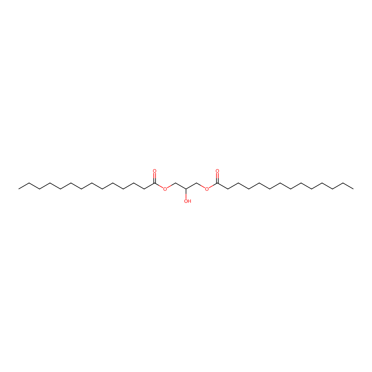 Glyceryl 1,3-dimyristate molecular structure, CAS 7770-09-4