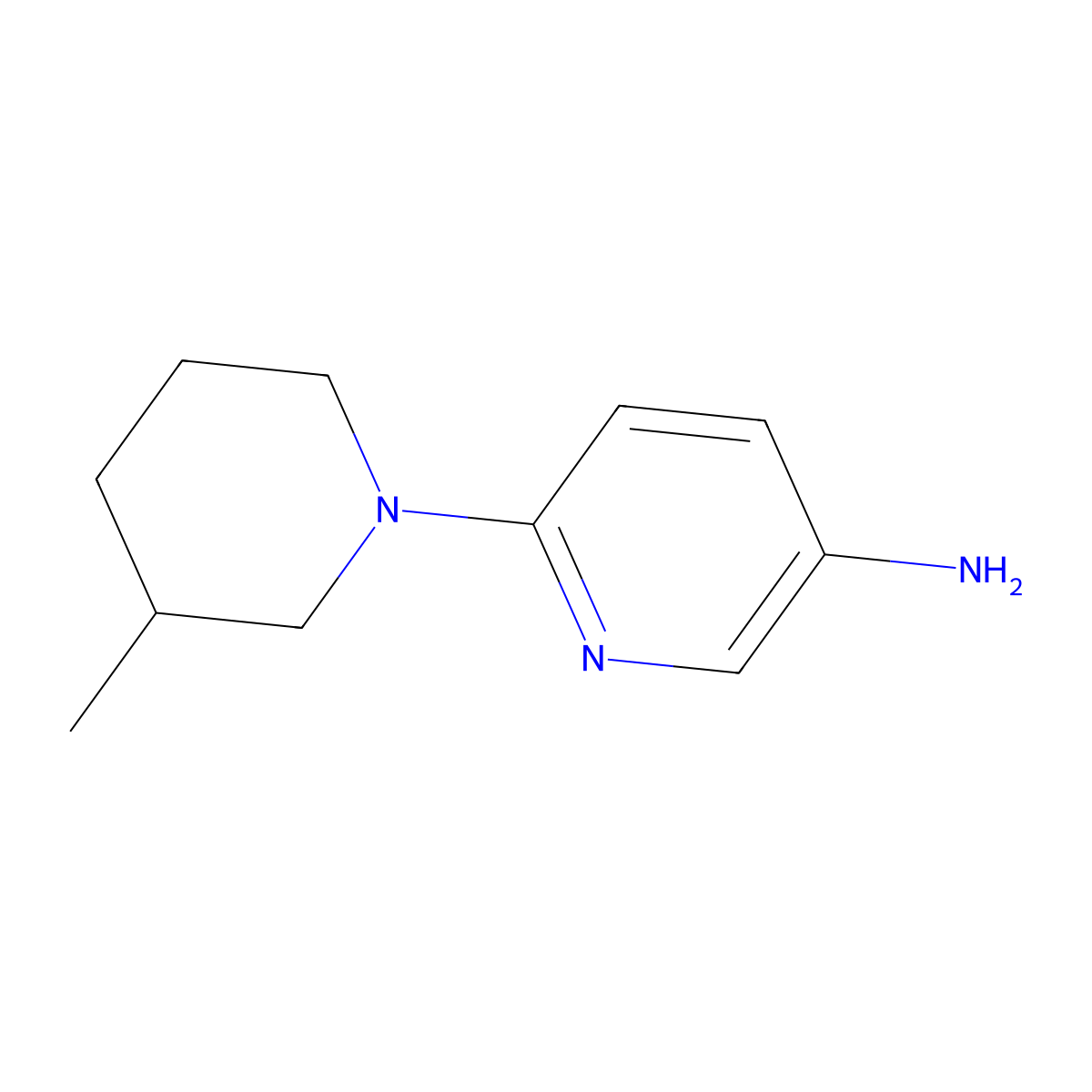 6-(3-Methylpiperidin-1-yl)pyridin-3-amine molecular structure, CAS 777011-36-6