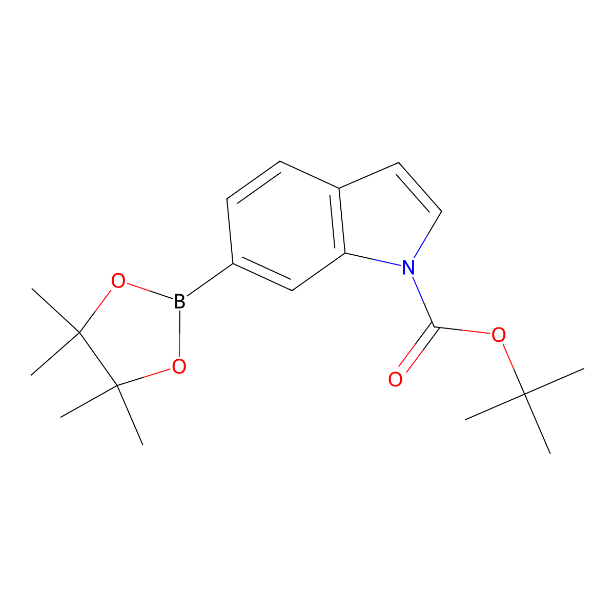 tert-butyl 6-(4,4,5,5-tetramethyl-1,3,2-dioxaborolan-2-yl)-1H-indole-1-carboxylate molecular structure, CAS 777061-38-8