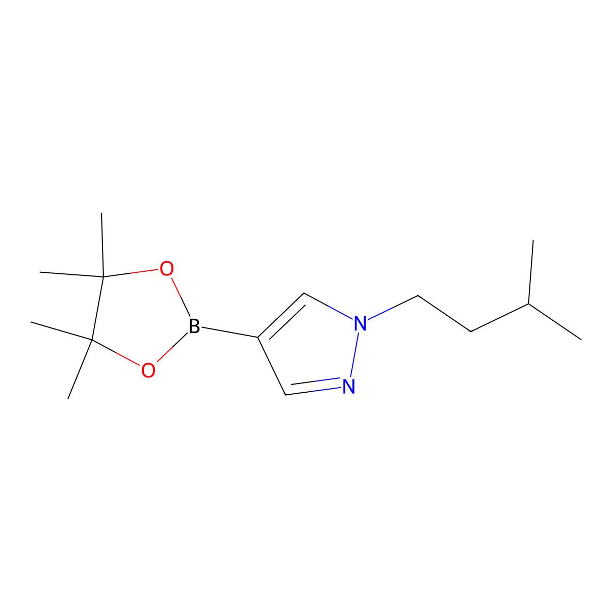 1-(3-Methylbutyl)-1H-pyrazole-4-boronic acid pinacol ester molecular structure, CAS 777063-41-9