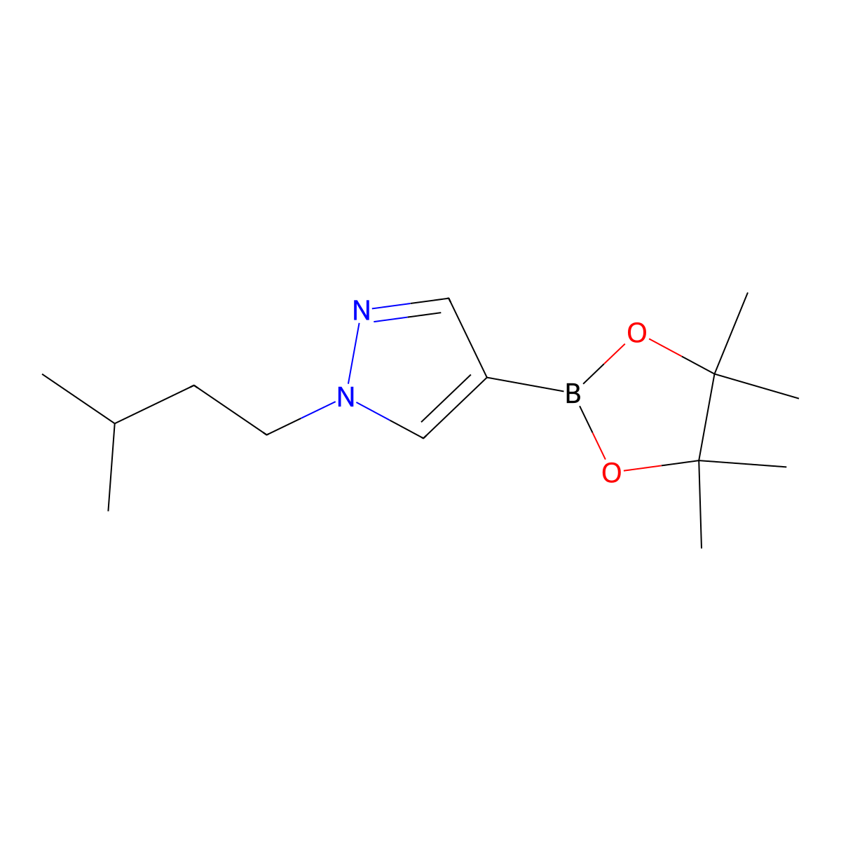 1-(3-Methylbutyl)-1H-pyrazole-4-boronic acid pinacol ester molecular structure, CAS 777063-41-9