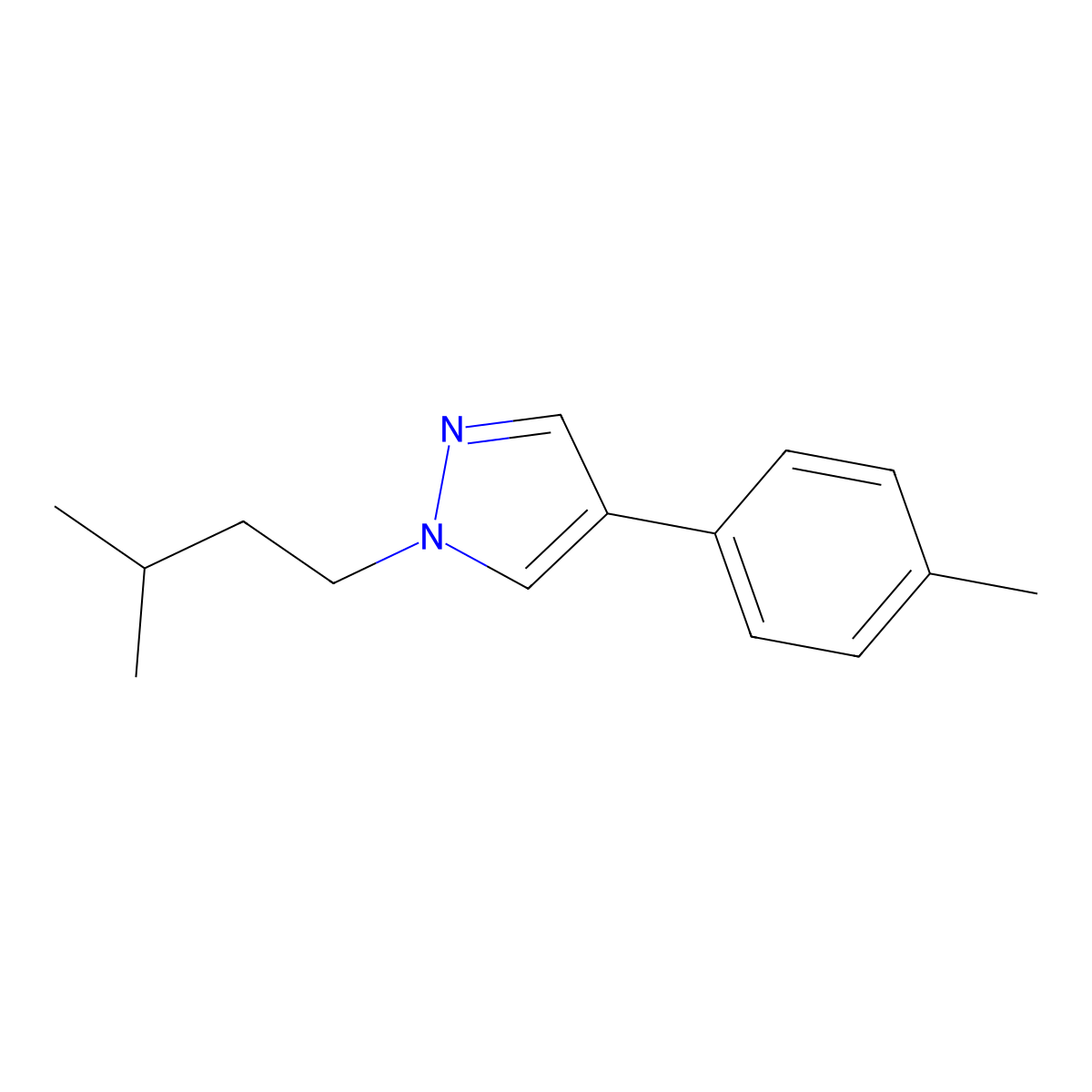 1-(3-Methylbutyl)-4-(4-methylphenyl)-1H-pyrazole molecular structure, CAS 777063-42-0