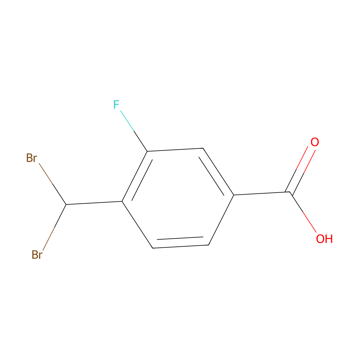 4-(Dibromomethyl)-3-fluorobenzoic acid molecular structure, CAS 777074-51-8