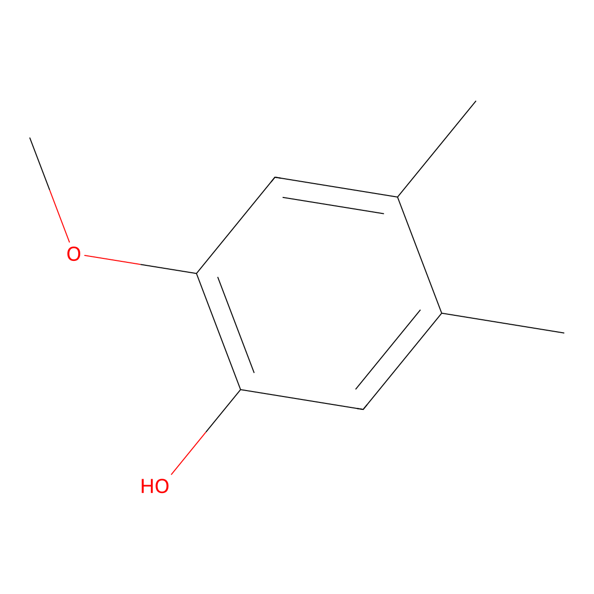 Phenol, 2-methoxy-4,5-dimethyl- molecular structure, CAS 7771-25-7