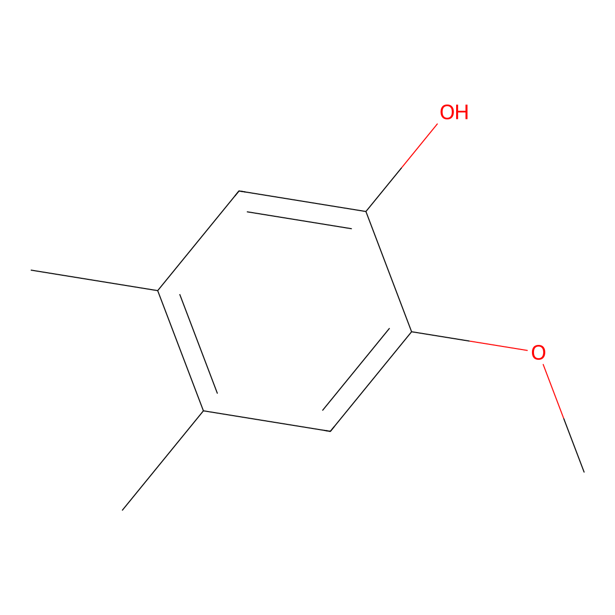 Phenol, 2-methoxy-4,5-dimethyl- molecular structure, CAS 7771-25-7