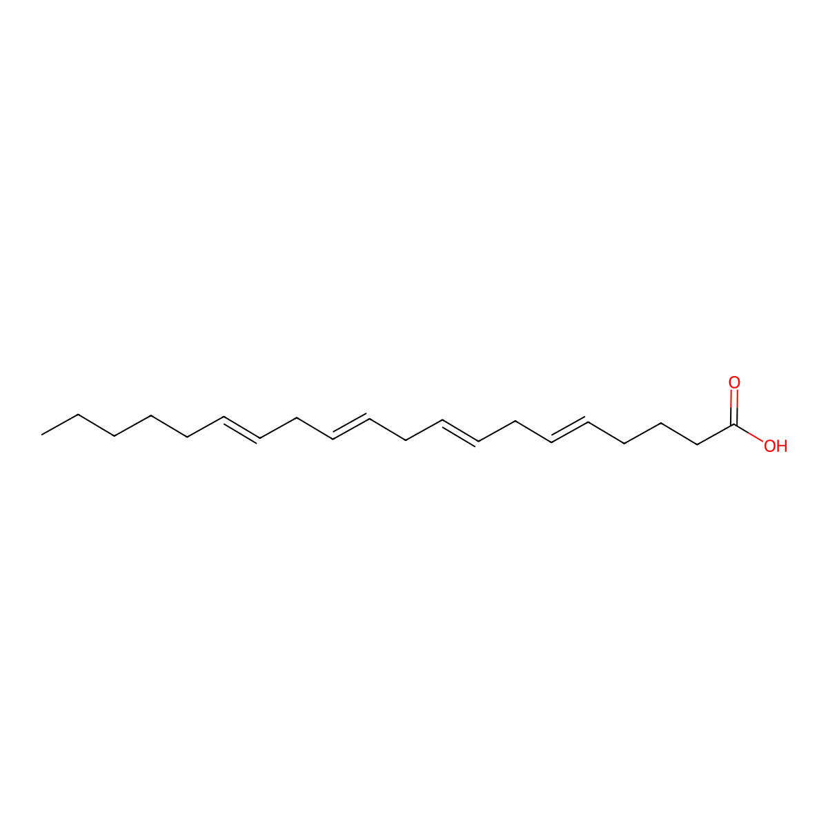 Icosa-5,8,11,14-tetraenoic acid molecular structure, CAS 7771-44-0
