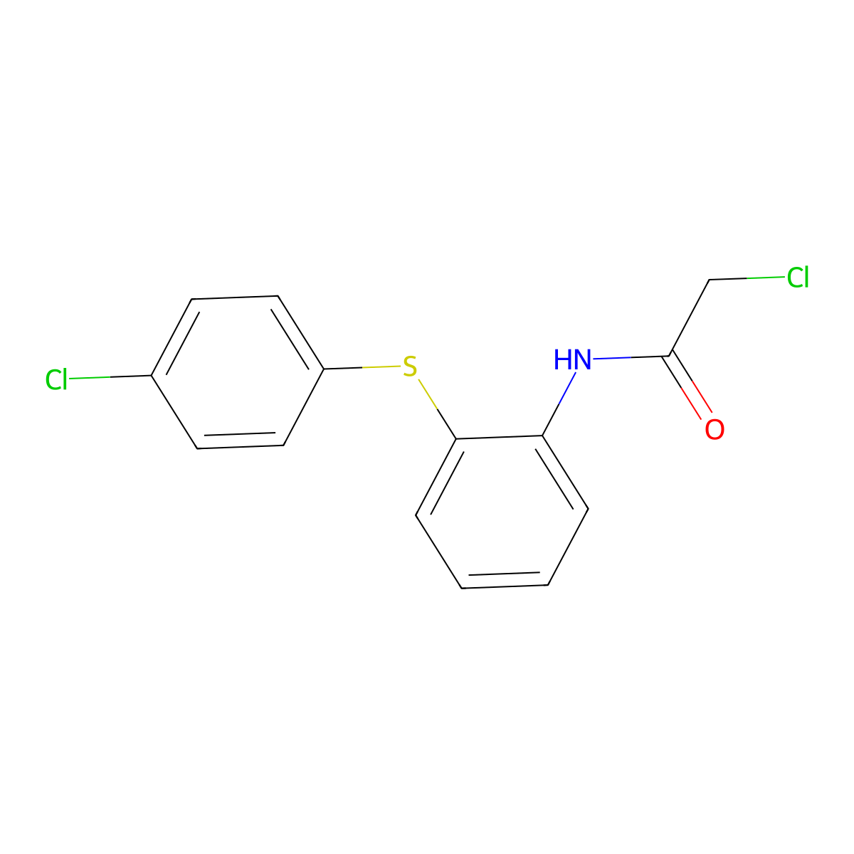 2-chloro-N-(2-((4-chlorophenyl)sulfanyl)phenyl)acetamide molecular structure, CAS 77711-81-0