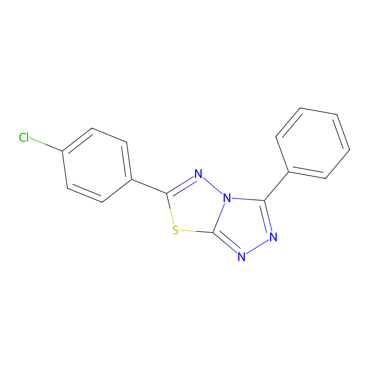1,2,4-Triazolo(3,4-b)(1,3,4)thiadiazole, 6-(4-chlorophenyl)-3-phenyl- molecular structure, CAS 77712-56-2