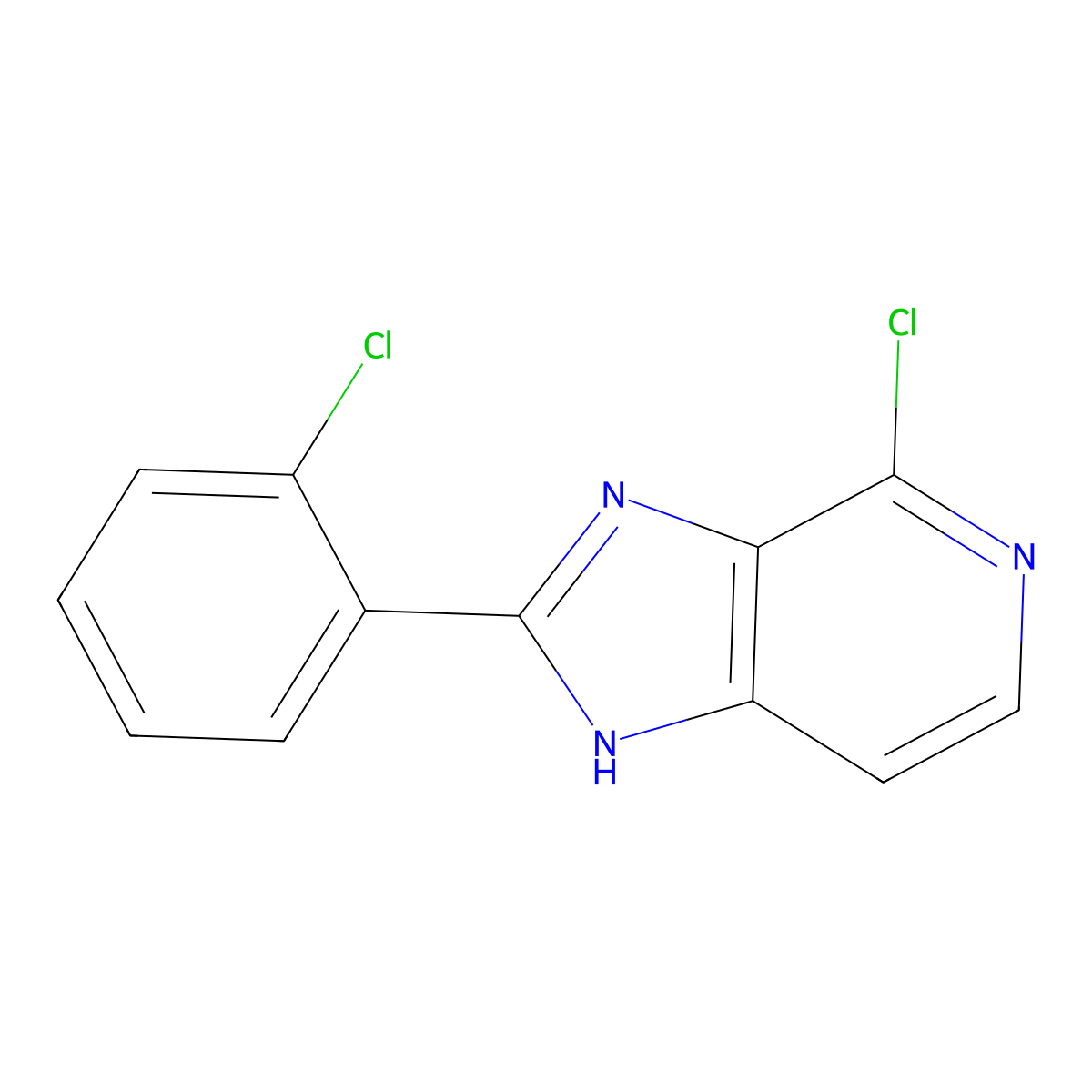 4-chloro-2-(2-chlorophenyl)-1H-imidazo[4,5-c]pyridine molecular structure, CAS 77712-91-5